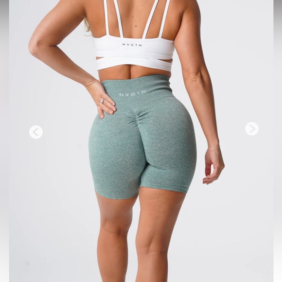 NVGTN sage green scrunch seamless shorts - Picture 2 of 6